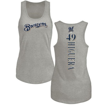 Women's Milwaukee Brewers Teddy Higuera ＃49 Backer Tank Top Ash