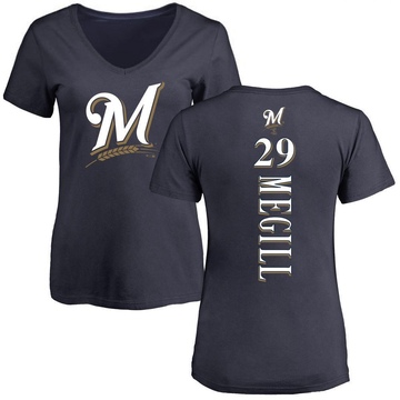 Women's Milwaukee Brewers Trevor Megill ＃29 Backer Slim Fit T-Shirt - Navy