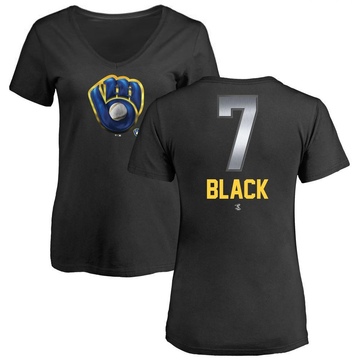 Women's Milwaukee Brewers Tyler Black ＃7 Tyler Midnight Mascot V-Neck T-Shirt - Black