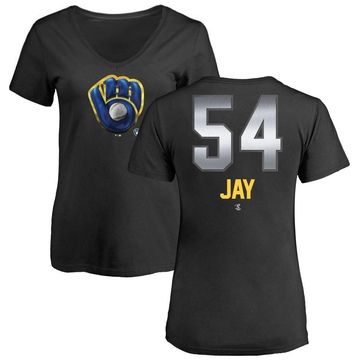 Women's Milwaukee Brewers Tyler Jay ＃54 Midnight Mascot V-Neck T-Shirt - Black