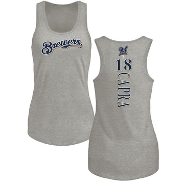 Women's Milwaukee Brewers Vinny Capra ＃18 Backer Tank Top Ash