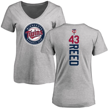 Women's Minnesota Twins Addison Reed ＃43 Backer Slim Fit T-Shirt Ash