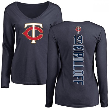 Women's Minnesota Twins Alex Kirilloff ＃19 Backer Slim Fit Long Sleeve T-Shirt - Navy