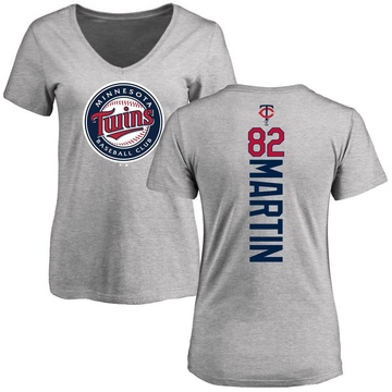 Women's Minnesota Twins Austin Martin ＃82 Backer Slim Fit T-Shirt Ash