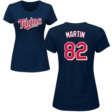 Women's Minnesota Twins Austin Martin ＃82 Roster Name & Number T-Shirt - Navy