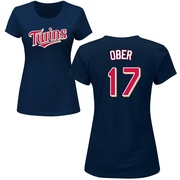 Women's Minnesota Twins Bailey Ober ＃17 Roster Name & Number T-Shirt - Navy