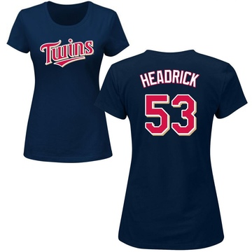 Women's Minnesota Twins Brent Headrick ＃53 Roster Name & Number T-Shirt - Navy