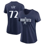 Women's Minnesota Twins Brooks Lee ＃72 2024 City Connect Graphic Name & Number V-Neck T-Shirt - Navy