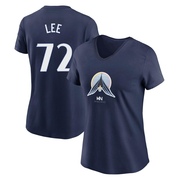 Women's Minnesota Twins Brooks Lee ＃72 2024 City Connect Name & Number V-Neck T-Shirt - Navy