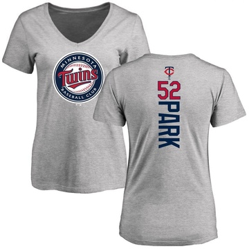 Women's Minnesota Twins Byung-Ho Park ＃52 Backer Slim Fit T-Shirt Ash