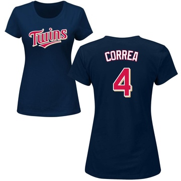 Women's Minnesota Twins Carlos Correa ＃4 Roster Name & Number T-Shirt - Navy