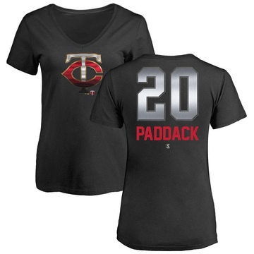 Women's Minnesota Twins Chris Paddack ＃20 Midnight Mascot V-Neck T-Shirt - Black