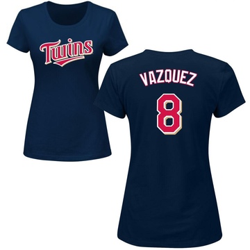 Women's Minnesota Twins Christian Vazquez ＃8 Roster Name & Number T-Shirt - Navy