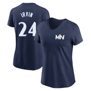 Women's Minnesota Twins Cole Irvin ＃24 2024 City Connect Fuse Name & Number V-Neck T-Shirt - Navy