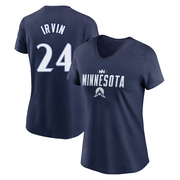 Women's Minnesota Twins Cole Irvin ＃24 2024 City Connect Graphic Name & Number V-Neck T-Shirt - Navy