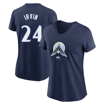 Women's Minnesota Twins Cole Irvin ＃24 2024 City Connect Name & Number V-Neck T-Shirt - Navy