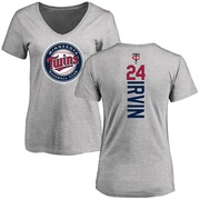 Women's Minnesota Twins Cole Irvin ＃24 Backer Slim Fit T-Shirt Ash