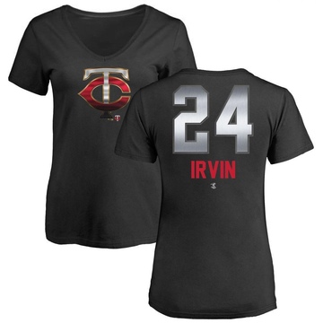 Women's Minnesota Twins Cole Irvin ＃24 Midnight Mascot V-Neck T-Shirt - Black