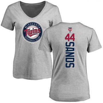 Women's Minnesota Twins Cole Sands ＃44 Backer Slim Fit T-Shirt Ash