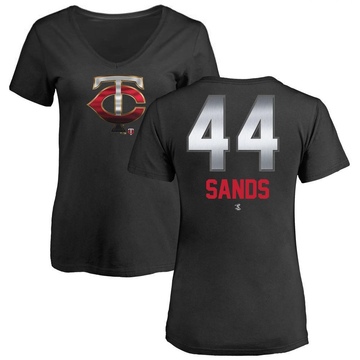 Women's Minnesota Twins Cole Sands ＃44 Midnight Mascot V-Neck T-Shirt - Black