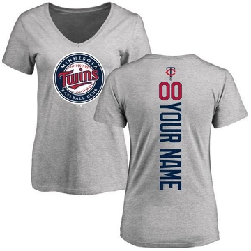 Women's Minnesota Twins Custom ＃00 Backer Slim Fit T-Shirt Ash