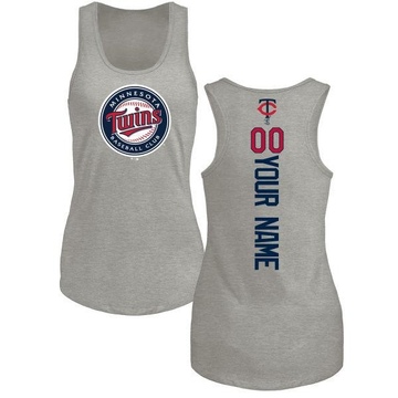 Women's Minnesota Twins Custom ＃00 Backer Tank Top Ash