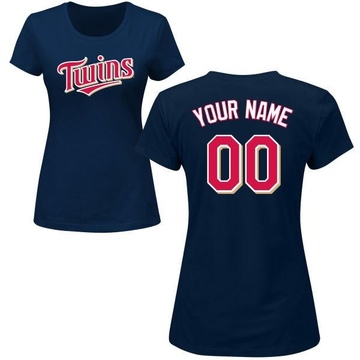 Women's Minnesota Twins Custom ＃00 Roster Name & Number T-Shirt - Navy