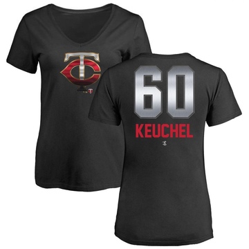 Women's Minnesota Twins Dallas Keuchel ＃60 Midnight Mascot V-Neck T-Shirt - Black