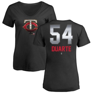 Women's Minnesota Twins Daniel Duarte ＃54 Midnight Mascot V-Neck T-Shirt - Black