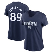 Women's Minnesota Twins DaShawn Keirsey Jr. ＃89 2024 City Connect Graphic Name & Number V-Neck T-Shirt - Navy