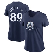 Women's Minnesota Twins DaShawn Keirsey Jr. ＃89 2024 City Connect Name & Number V-Neck T-Shirt - Navy