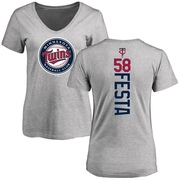 Women's Minnesota Twins David Festa ＃58 Backer Slim Fit T-Shirt Ash