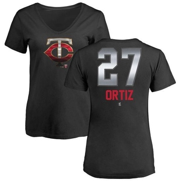 Women's Minnesota Twins David Ortiz ＃27 Midnight Mascot V-Neck T-Shirt - Black