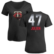 Women's Minnesota Twins Edouard Julien ＃47 Midnight Mascot V-Neck T-Shirt - Black