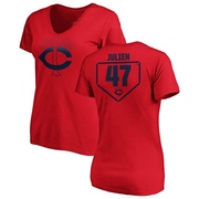 Women's Minnesota Twins Edouard Julien ＃47 RBI Slim Fit V-Neck T-Shirt - Red