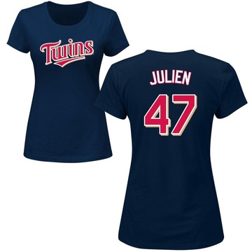 Women's Minnesota Twins Edouard Julien ＃47 Roster Name & Number T-Shirt - Navy