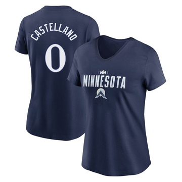 Women's Minnesota Twins Eiberson Castellano ＃0 2024 City Connect Graphic Name & Number V-Neck T-Shirt - Navy