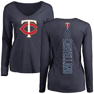 Women's Minnesota Twins Eiberson Castellano ＃0 Backer Slim Fit Long Sleeve T-Shirt - Navy