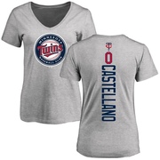 Women's Minnesota Twins Eiberson Castellano ＃0 Backer Slim Fit T-Shirt Ash