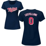 Women's Minnesota Twins Eiberson Castellano ＃0 Roster Name & Number T-Shirt - Navy