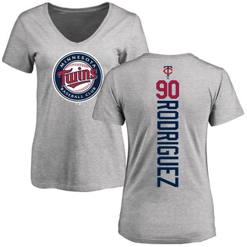 Women's Minnesota Twins Emmanuel Rodriguez ＃90 Backer Slim Fit T-Shirt Ash