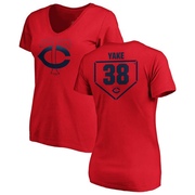 Women's Minnesota Twins Ernie Yake ＃38 RBI Slim Fit V-Neck T-Shirt - Red