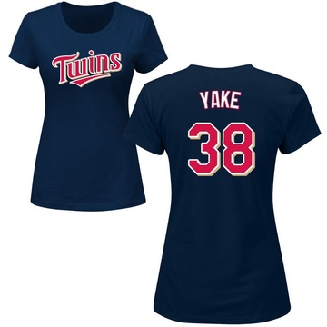 Women's Minnesota Twins Ernie Yake ＃38 Roster Name & Number T-Shirt - Navy