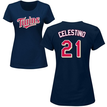 Women's Minnesota Twins Gilberto Celestino ＃21 Roster Name & Number T-Shirt - Navy