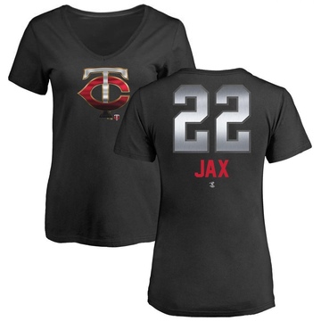 Women's Minnesota Twins Griffin Jax ＃22 Midnight Mascot V-Neck T-Shirt - Black