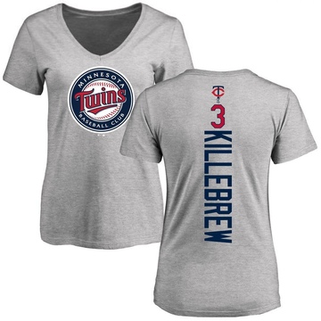 Women's Minnesota Twins Harmon Killebrew ＃3 Backer Slim Fit T-Shirt Ash