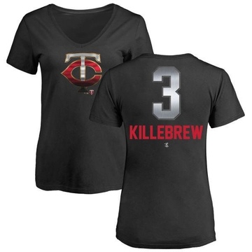 Women's Minnesota Twins Harmon Killebrew ＃3 Midnight Mascot V-Neck T-Shirt - Black