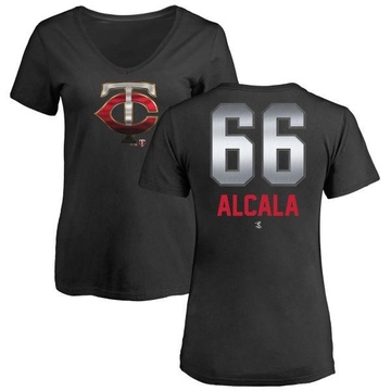 Women's Minnesota Twins Jorge Alcala ＃66 Midnight Mascot V-Neck T-Shirt - Black