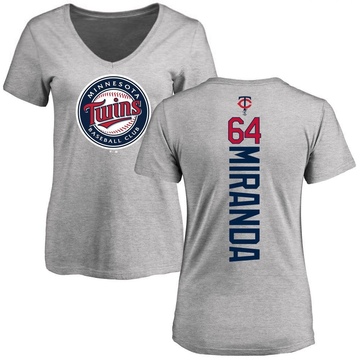 Women's Minnesota Twins Jose Miranda ＃64 Backer Slim Fit T-Shirt Ash