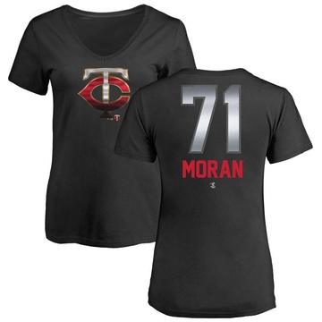 Women's Minnesota Twins Jovani Moran ＃71 Midnight Mascot V-Neck T-Shirt - Black